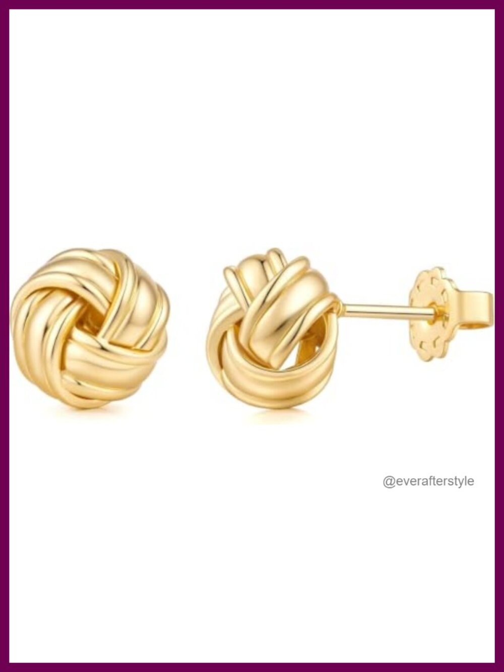 14k Gold Knot Stud Earrings for Women - Vintage Textured Twisted Design